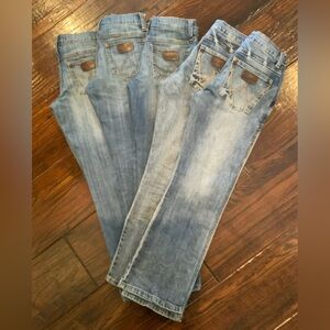 5 pair Boys Wrangler Retro Relaxed Bootcut Jeans Size 10 Regulär